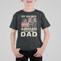Proud Air Force Dad T Shirt For Kid My Soldier Airman Calls Me Dad US Flag - Wonder Print Shop