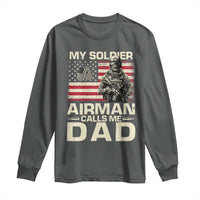 Proud Air Force Dad Long Sleeve Shirt My Soldier Airman Calls Me Dad US Flag - Wonder Print Shop