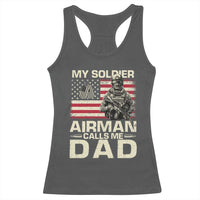 Proud Air Force Dad Racerback Tank Top My Soldier Airman Calls Me Dad US Flag - Wonder Print Shop