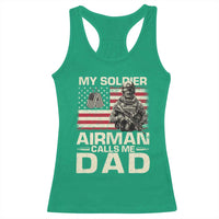 Proud Air Force Dad Racerback Tank Top My Soldier Airman Calls Me Dad US Flag - Wonder Print Shop