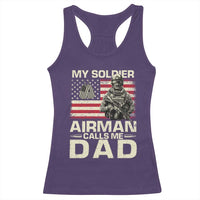 Proud Air Force Dad Racerback Tank Top My Soldier Airman Calls Me Dad US Flag - Wonder Print Shop