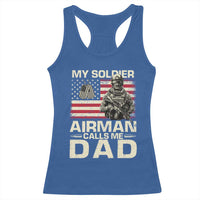 Proud Air Force Dad Racerback Tank Top My Soldier Airman Calls Me Dad US Flag - Wonder Print Shop