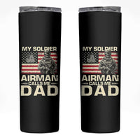 Proud Air Force Dad Skinny Tumbler My Soldier Airman Calls Me Dad US Flag - Wonder Print Shop