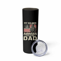Proud Air Force Dad Skinny Tumbler My Soldier Airman Calls Me Dad US Flag - Wonder Print Shop