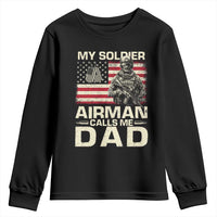 Proud Air Force Dad Youth Sweatshirt My Soldier Airman Calls Me Dad US Flag - Wonder Print Shop