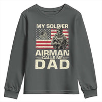 Proud Air Force Dad Youth Sweatshirt My Soldier Airman Calls Me Dad US Flag - Wonder Print Shop
