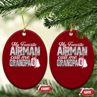 Proud Air Force Family Ceramic Ornament My Favorite Airman Calls Me Grandpa - Wonder Print Shop