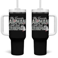 Proud Air Force Family Tumbler With Handle My Favorite Airman Calls Me Grandpa - Wonder Print Shop