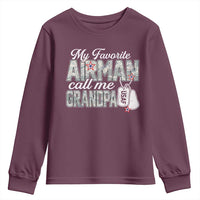 Proud Air Force Family Youth Sweatshirt My Favorite Airman Calls Me Grandpa - Wonder Print Shop