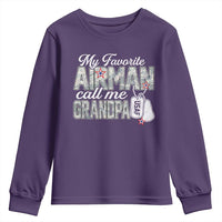 Proud Air Force Family Youth Sweatshirt My Favorite Airman Calls Me Grandpa - Wonder Print Shop