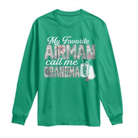 Proud Air Force Family Long Sleeve Shirt My Favorite Airman Calls Me Grandma - Wonder Print Shop