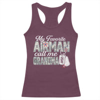 Proud Air Force Family Racerback Tank Top My Favorite Airman Calls Me Grandma - Wonder Print Shop