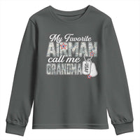 Proud Air Force Family Youth Sweatshirt My Favorite Airman Calls Me Grandma - Wonder Print Shop