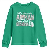 Proud Air Force Family Youth Sweatshirt My Favorite Airman Calls Me Grandma - Wonder Print Shop