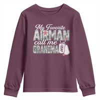 Proud Air Force Family Youth Sweatshirt My Favorite Airman Calls Me Grandma - Wonder Print Shop