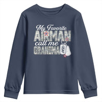 Proud Air Force Family Youth Sweatshirt My Favorite Airman Calls Me Grandma - Wonder Print Shop