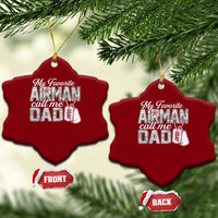 Proud Air Force Family Ceramic Ornament My Favorite Airman Calls Me Dad - Wonder Print Shop