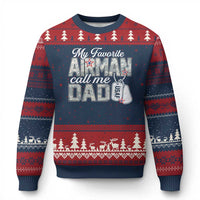 Proud Air Force Family Ugly Christmas Sweater My Favorite Airman Calls Me Dad - Wonder Print Shop
