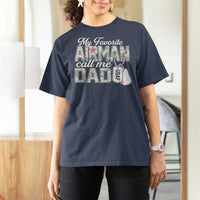 Proud Air Force Family T Shirt For Women My Favorite Airman Calls Me Dad - Wonder Print Shop