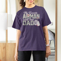 Proud Air Force Family T Shirt For Women My Favorite Airman Calls Me Dad - Wonder Print Shop