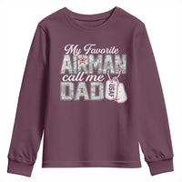 Proud Air Force Family Youth Sweatshirt My Favorite Airman Calls Me Dad - Wonder Print Shop