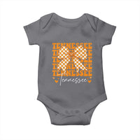 Vintage Tennessee Coquette Bow Baby Onesie Retro TN Orange Checkered Print US State