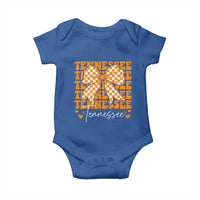 Vintage Tennessee Coquette Bow Baby Onesie Retro TN Orange Checkered Print US State