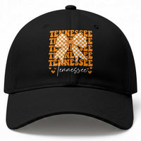 Vintage Tennessee Coquette Bow Baseball Cap Retro TN Orange Checkered Print US State