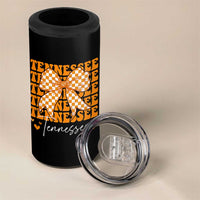 Vintage Tennessee Coquette Bow 4 in 1 Can Cooler Tumbler Retro TN Orange Checkered Print US State