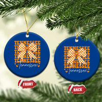 Vintage Tennessee Coquette Bow Ceramic Ornament Retro TN Orange Checkered Print US State