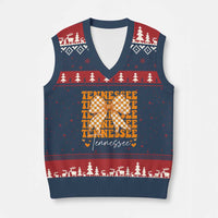 Vintage Tennessee Coquette Bow V-Neck Knit Sweater Vest Retro TN Orange Checkered Print US State