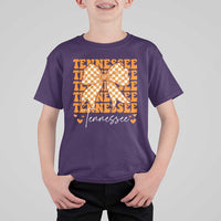 Vintage Tennessee Coquette Bow T Shirt For Kid Retro TN Orange Checkered Print US State