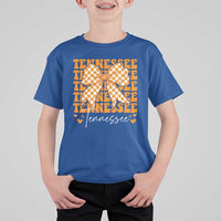 Vintage Tennessee Coquette Bow T Shirt For Kid Retro TN Orange Checkered Print US State