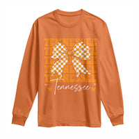 Vintage Tennessee Coquette Bow Long Sleeve Shirt Retro TN Orange Checkered Print US State