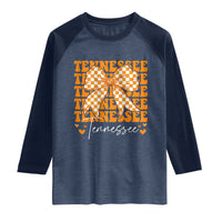 Vintage Tennessee Coquette Bow Raglan Shirt Retro TN Orange Checkered Print US State