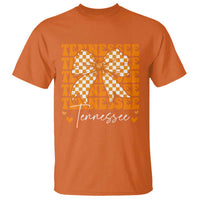 Vintage Tennessee Coquette Bow T Shirt Retro TN Orange Checkered Print US State