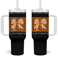 Vintage Tennessee Coquette Bow Tumbler With Handle Retro TN Orange Checkered Print US State