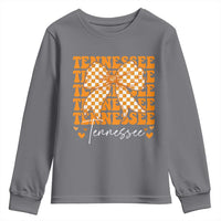 Vintage Tennessee Coquette Bow Youth Sweatshirt Retro TN Orange Checkered Print US State