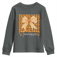 Vintage Tennessee Coquette Bow Youth Sweatshirt Retro TN Orange Checkered Print US State