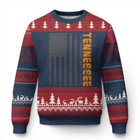 Vintage Tennessee Ugly Christmas Sweater Retro Orange TN USA Flag Patriotic US State
