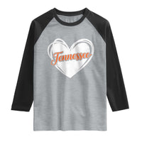 Vintage Tennessee Raglan Shirt Heart Graphic TN Orange US State