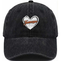 Vintage Tennessee Washed Cotton Baseball Cap Heart Graphic TN Orange US State