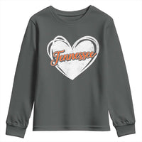 Vintage Tennessee Youth Sweatshirt Heart Graphic TN Orange US State