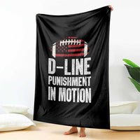 Football Defensive Lineman Throw Blanket D Line Punishment In Motion American Flag - Wonder Print Shop
