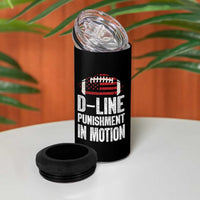 Football Defensive Lineman 4 in 1 Can Cooler Tumbler D Line Punishment In Motion American Flag - Wonder Print Shop