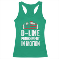 Football Defensive Lineman Racerback Tank Top D Line Punishment In Motion American Flag - Wonder Print Shop