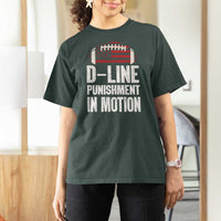 Football Defensive Lineman T Shirt For Women D Line Punishment In Motion American Flag - Wonder Print Shop