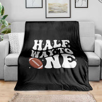 Half Way To One Throw Blanket 1/2 Birthday Baby Boy Football - Wonder Print Shop