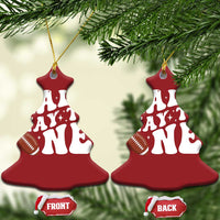 Half Way To One Christmas Ornament 1/2 Birthday Baby Boy Football - Wonder Print Shop