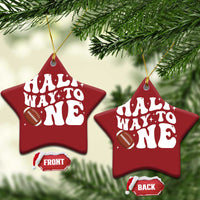 Half Way To One Christmas Ornament 1/2 Birthday Baby Boy Football - Wonder Print Shop